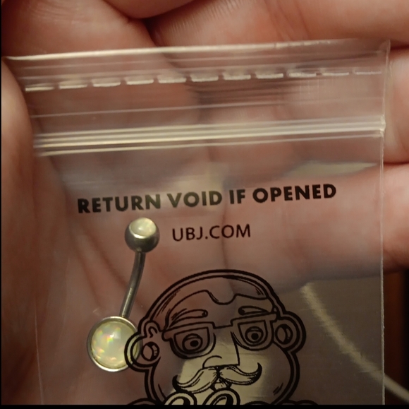 Clear Double irridecent/ Escent Belly Button Ring white silver - Picture 3 of 3